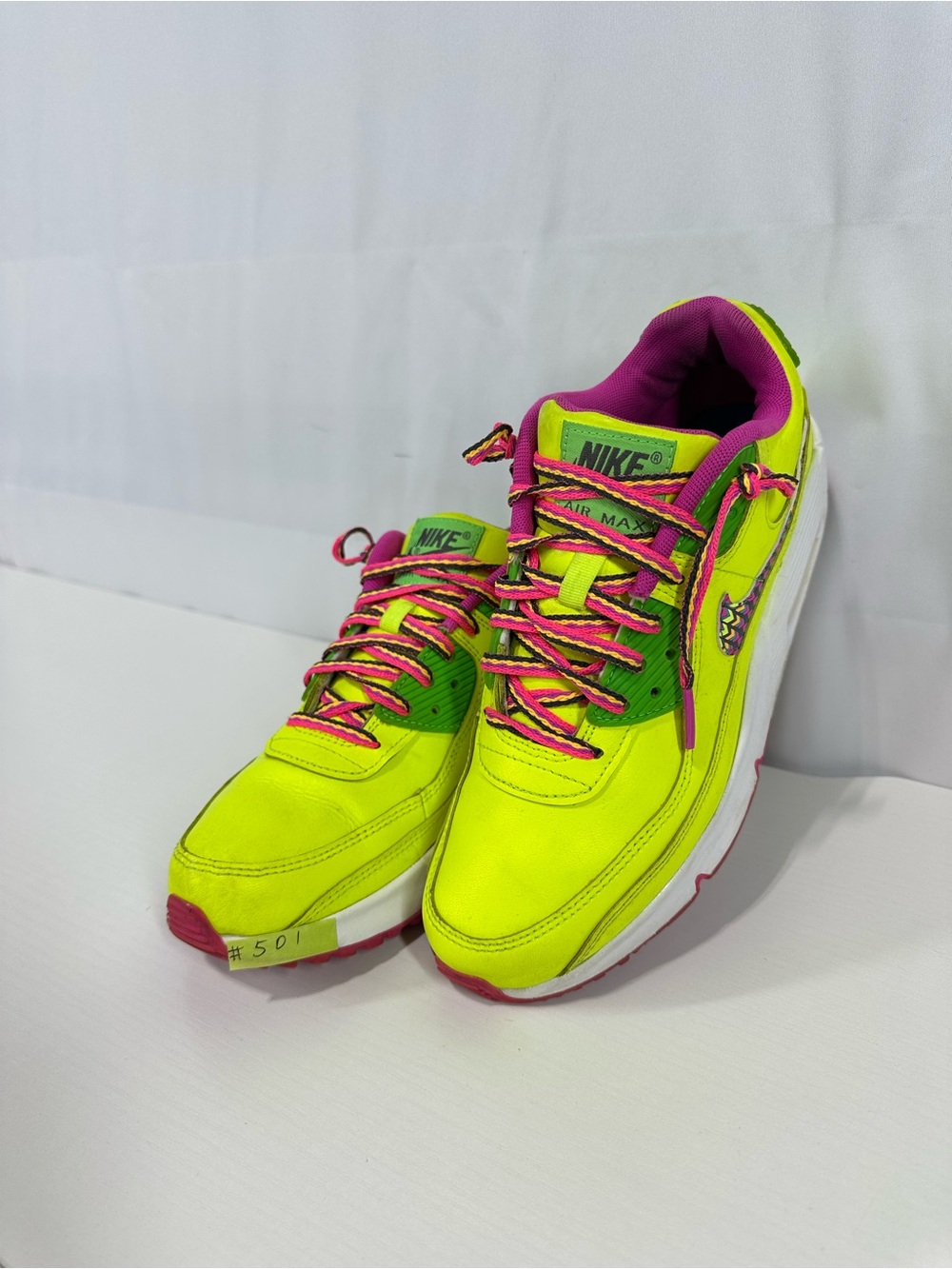 #501 2019 Size 5.5y - Air Max 90 Leather Volt Fire Pink No Box